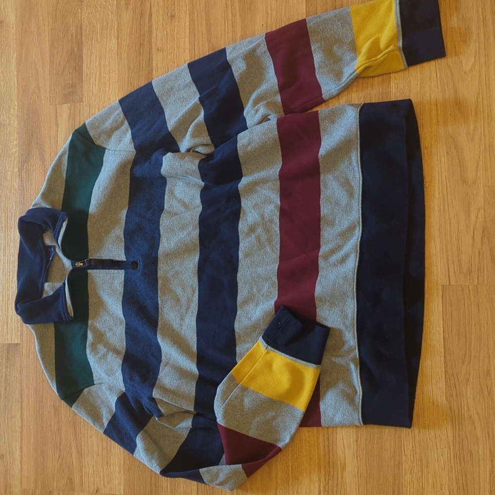 Cremieux Striped Pullover Sweatshirt 1/4 Zip Long Sleeve Multicolor Mens‎ M 195
